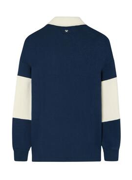 Sudadera Silbon cuello polo relaxed panel azul para hombre