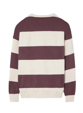 Sudadera Silbon relaxed rayas crema y granate para hombre