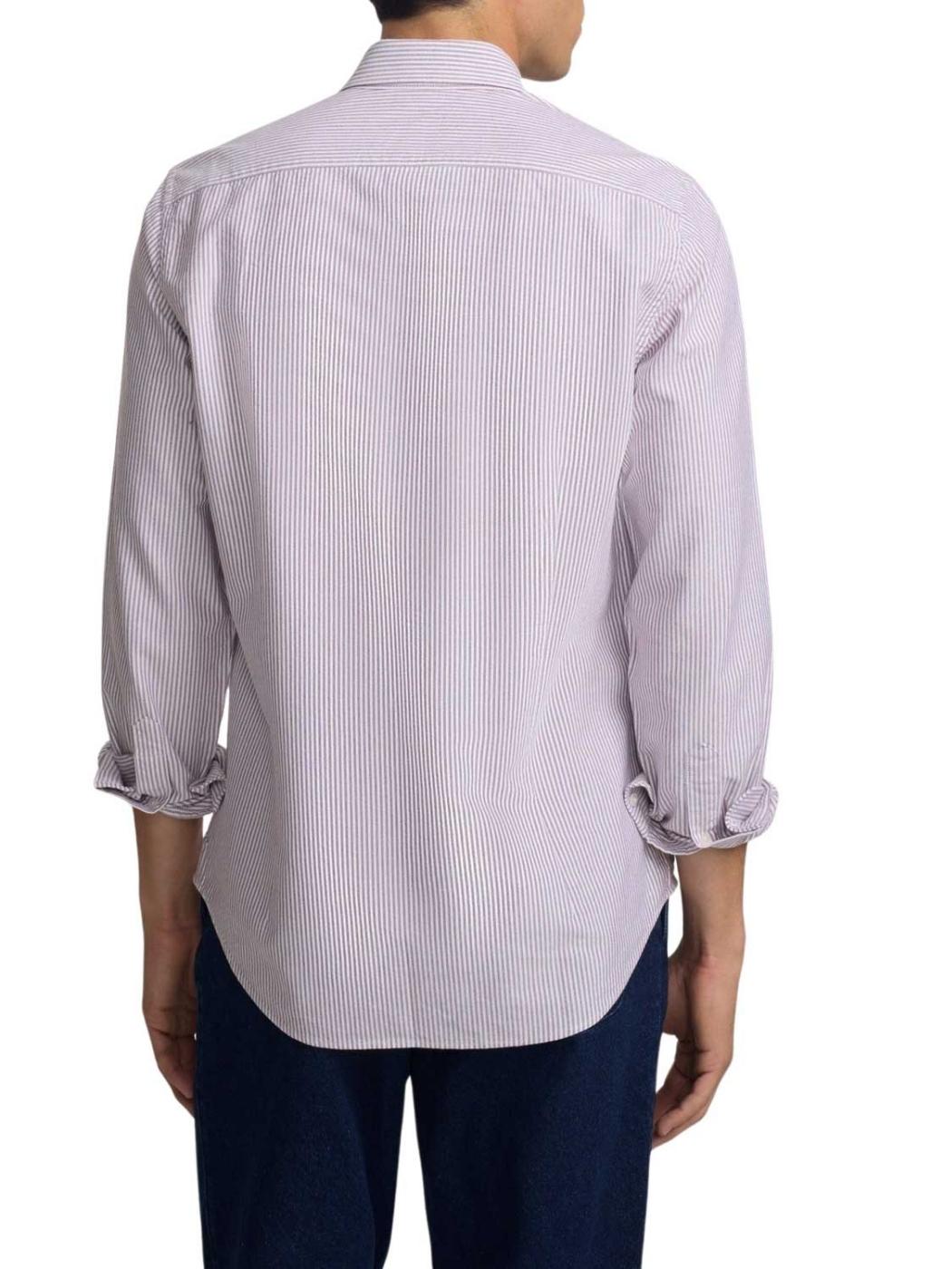 Camisa Silbon sport oxford rayas granate para hombre
