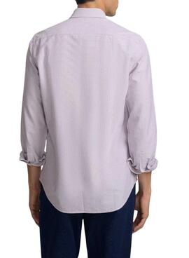 Camisa Silbon sport oxford rayas granate para hombre