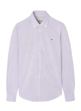 Camisa Silbon sport oxford rayas granate para hombre