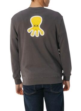 Sudadera El Pulpo estampado triple logo gris  para hombre