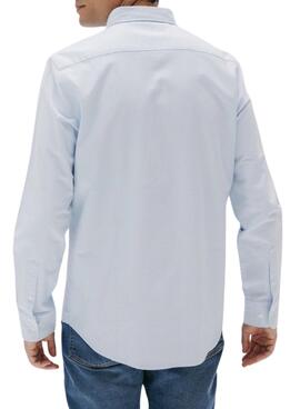 Camisa El Pulpo casual bolsillo Oxford azul para hombre