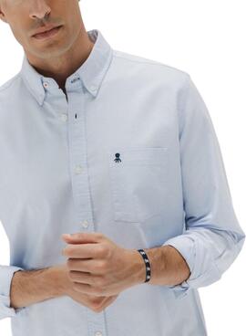 Camisa El Pulpo casual bolsillo Oxford azul para hombre