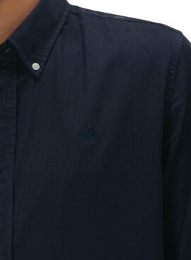Camisa El Pulpo casual sarga tintada azul marino para hombre