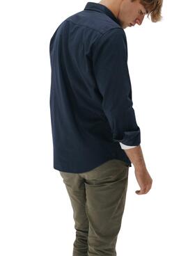 Camisa El Pulpo casual sarga tintada azul marino para hombre