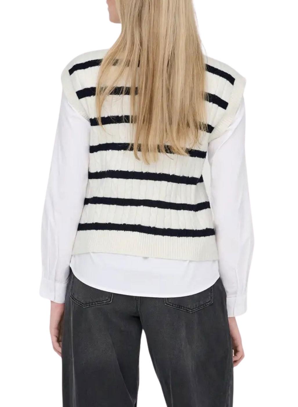 Chaleco Only Katia estampado de rayas blanco para mujer