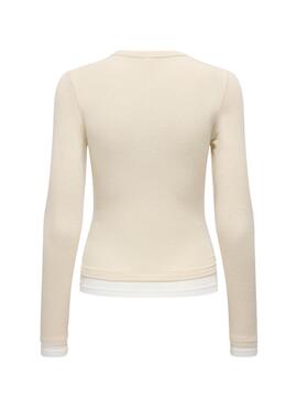 Camiseta Only Virro beige para mujer