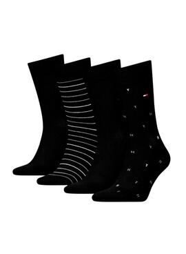 Pack 4 pares de calcetines Tommy Hilfiger Giftbox negro para hombre