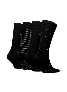 Pack 4 pares de calcetines Tommy Hilfiger Giftbox negro para hombre