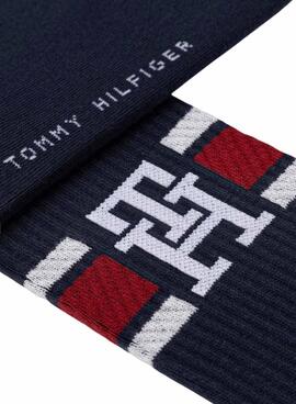 Pack 2 pares de calcetines Tommy Hilfiger Monogram Sport marino para hombre
