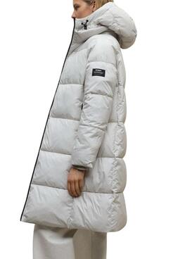 Abrigo Ecoalf Reversible Baru blanco y tostado para mujer