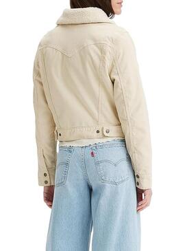 Chaqueta Levis Retro Sherpa Zip Trucker beige para mujer