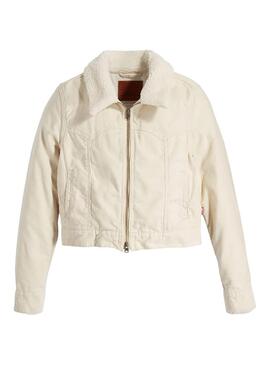 Chaqueta Levis Retro Sherpa Zip Trucker beige para mujer