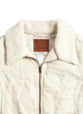 Chaqueta Levis Retro Sherpa Zip Trucker beige para mujer