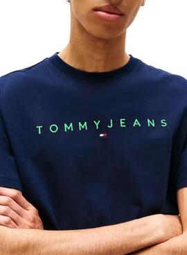 Camiseta Tommy Jeans Linear Logo marino para hombre