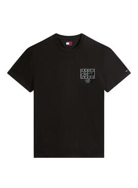 Camiseta Tommy Jeans Sign Spray negro para hombre