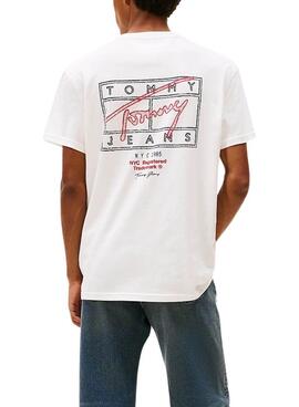 Camiseta Tommy Jeans Sign Spray blanco para hombre
