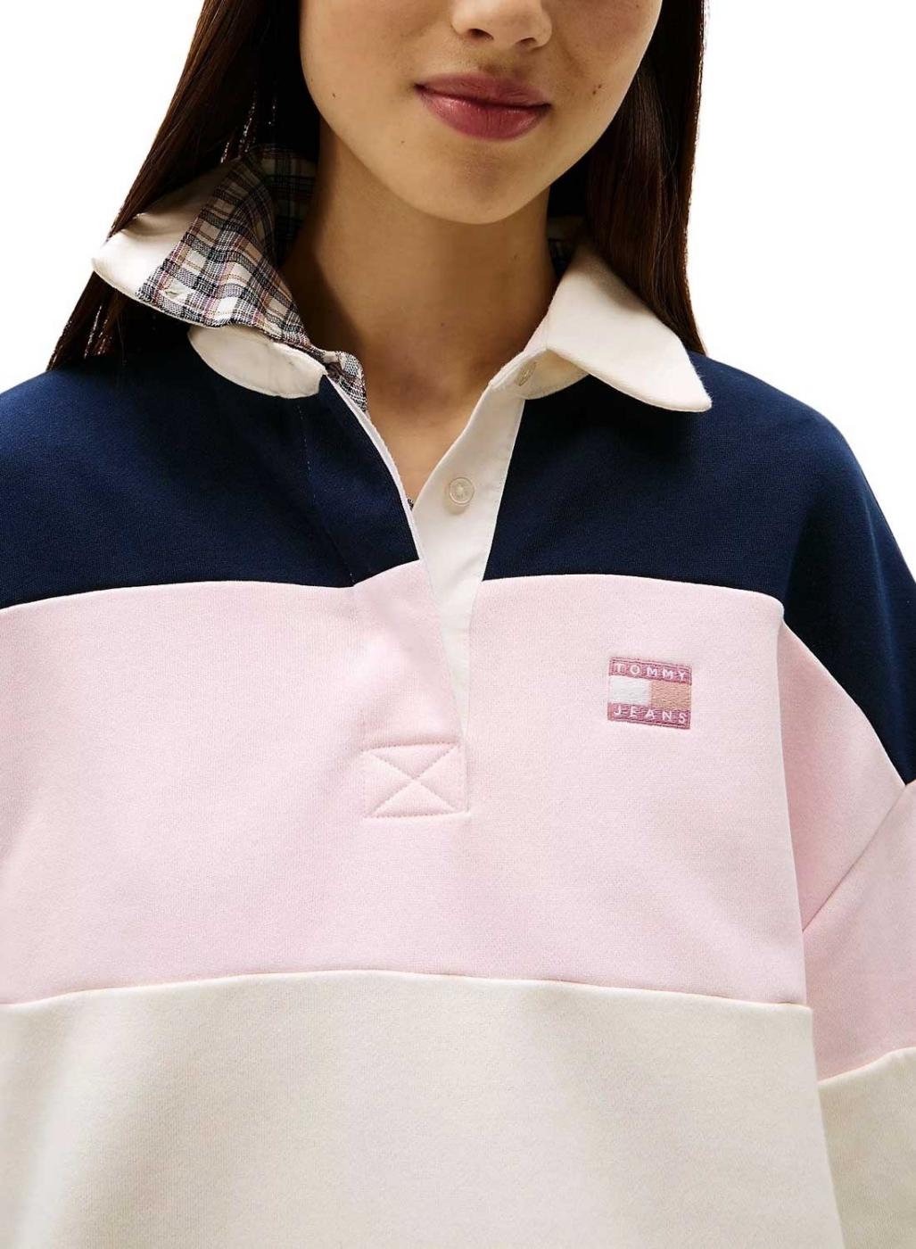 Sudadera Tommy Jeans polo rugby rosa para mujer