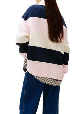 Sudadera Tommy Jeans polo rugby rosa para mujer
