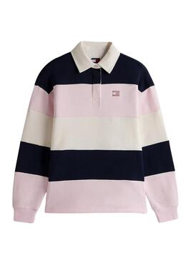 Sudadera Tommy Jeans polo rugby rosa para mujer