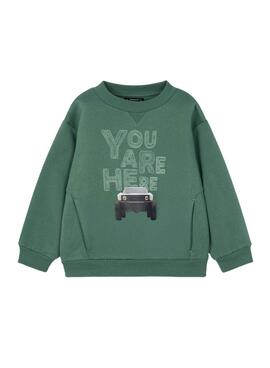 Sudadera Mayoral coche print verde para niño
