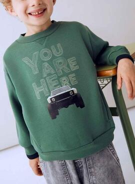 Sudadera Mayoral coche print verde para niño