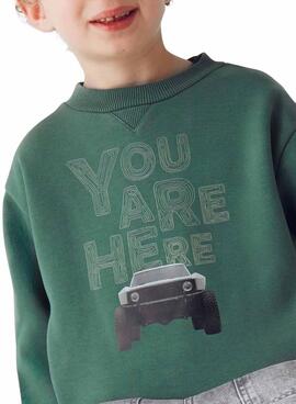 Sudadera Mayoral coche print verde para niño