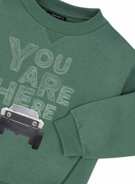 Sudadera Mayoral coche print verde para niño