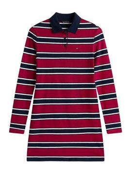 Vestido Tommy Jeans polo granate rayas para mujer