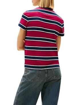 Camiseta Tommy Jeans rayas granate para mujer