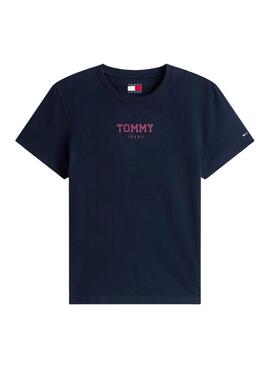 Camiseta Tommy Jeans Essential Logo azul marino para mujer
