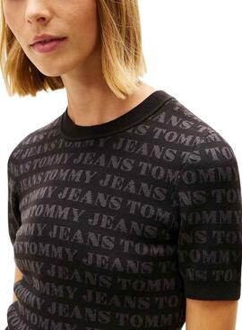 Vestido Tommy Jeans Spellout negro para mujer