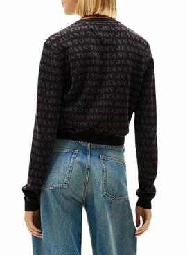 Chaqueta de punto Tommy Jeans Spellout negro para mujer