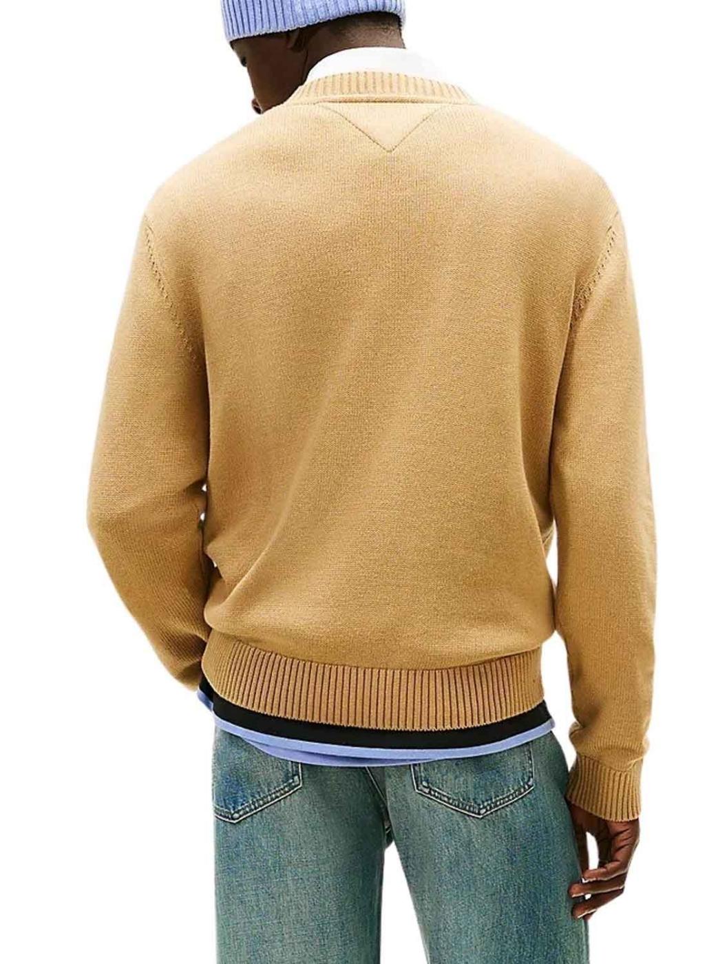 Jersey Tommy Jeans Signature beige para hombre