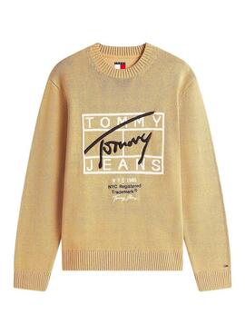 Jersey Tommy Jeans Signature beige para hombre