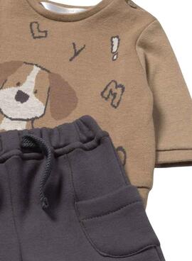 Conjunto de sudadera y pantalón Mayoral perro marrón para bebé