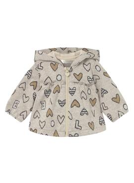 Conjunto de tres piezas Mayoral corazones tostado para bebé