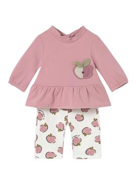 Chándal de dos piezas Mayoral manzanas rosa para bebé