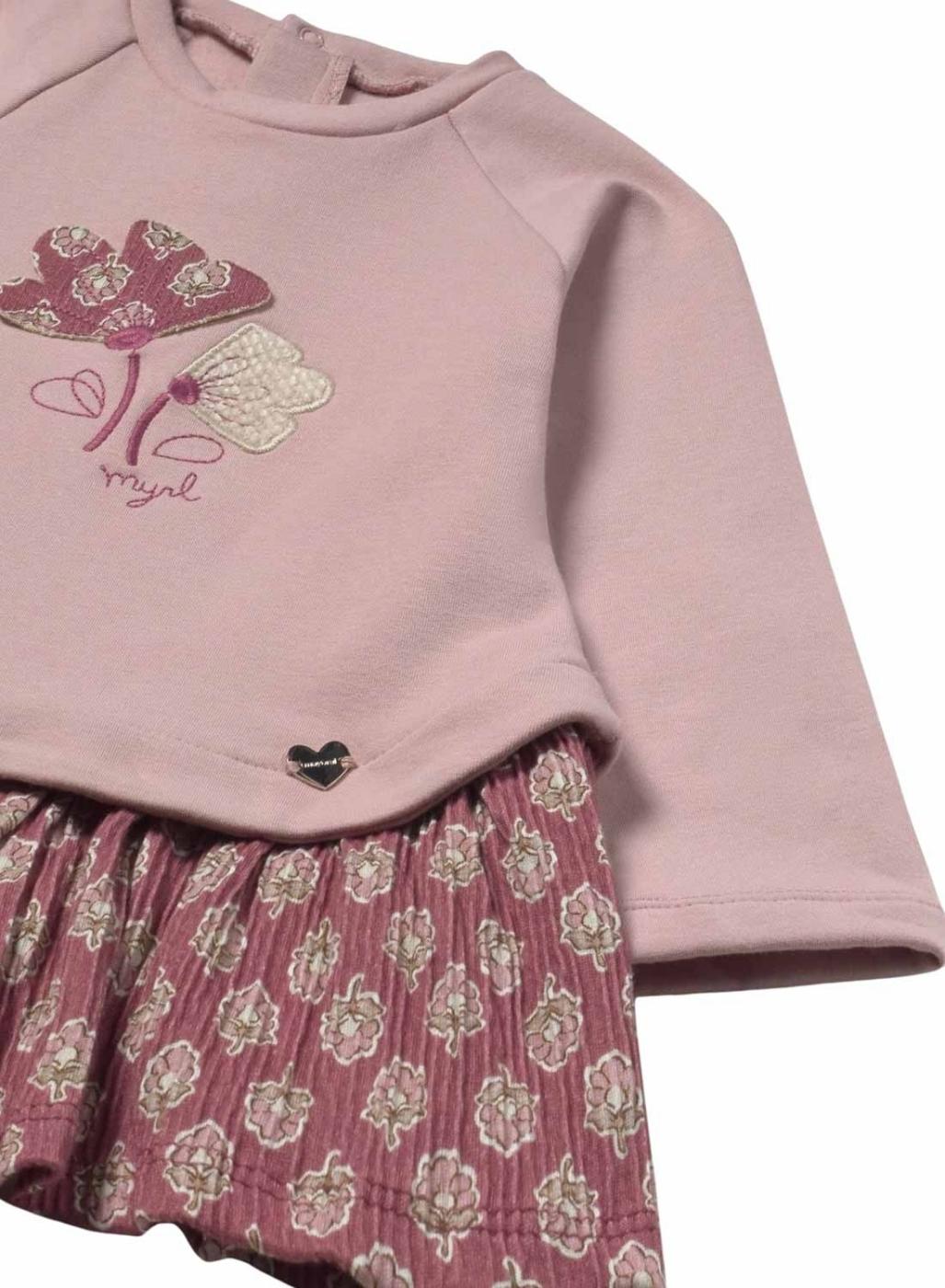 Vestido Mayoral felpa combinado rosa para bebé