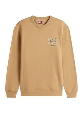 Sudadera Tommy Jeans Sing Spray camel para hombre