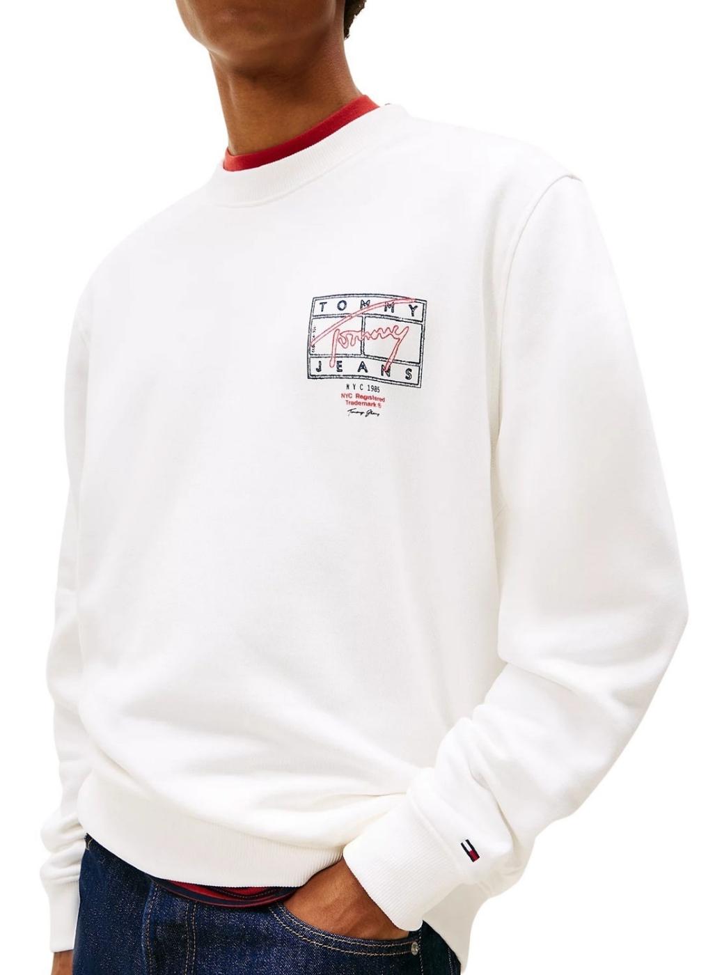 Sudadera Tommy Jeans Sing Spray blanco para hombre