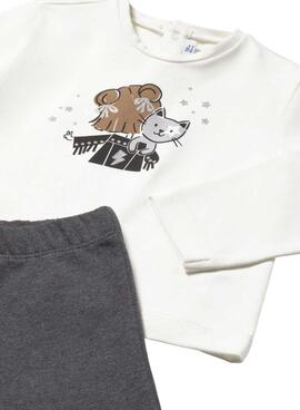 Chándal de tres piezas Mayoral estrellas gris para bebé