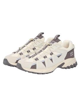 Zapatillas Tommy Jeans Outdoor runner beige y gris para hombre