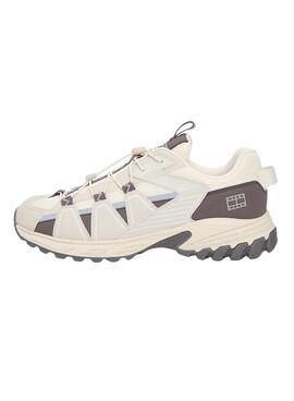 Zapatillas Tommy Jeans Outdoor runner beige y gris para hombre