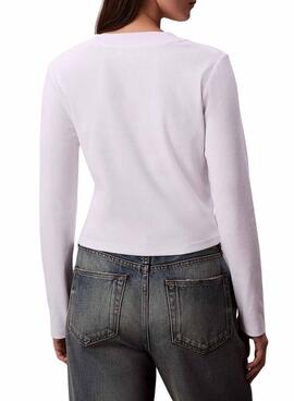Camiseta manga larga Calvin Klein Jeans Monologo blanco para mujer