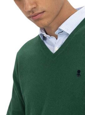 Jersey El Pulpo Cuello Pico Mezcla verde botella para hombre