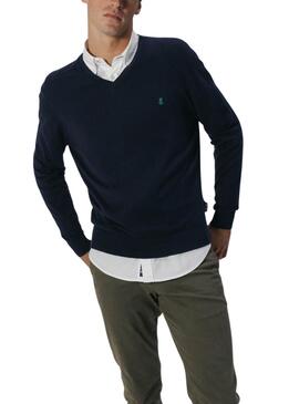 Jersey El Pulpo básico cuello pico azul marino para hombre