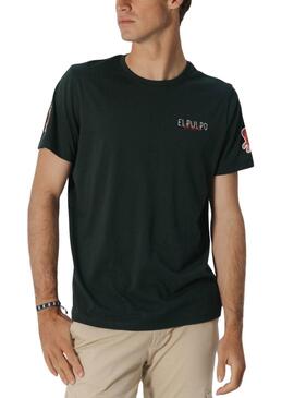 Camiseta El pulpo triple logo verde para hombre