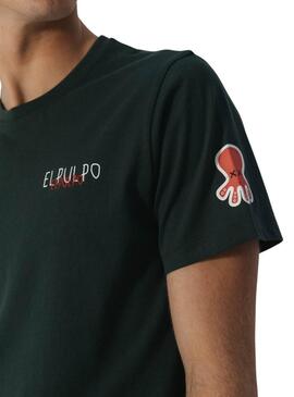 Camiseta El pulpo triple logo verde para hombre